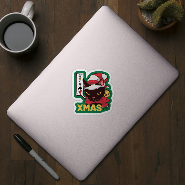 I Hate Christmas Funny Cute Angry Cat Face Pun by creative